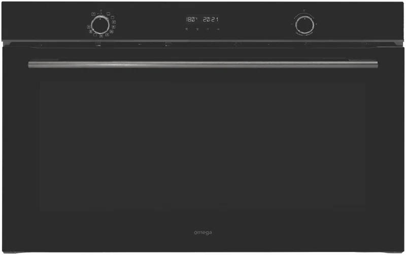 Omega 90cm 11 Function Pyrolytic Oven, Steam Bake, Airfry, Midnight Black